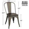 thumbnail image 3 of Alden Design Metal Dining Chairs with Wooden Seat, Set of 4, Gun Metal Gray, 3 of 7