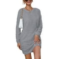 thumbnail image 1 of LUXUR Robe Chandail pour Femme Chandail en Peluche Chandail à Manches Longues Mini Robes Ample en Molleton Gris Pâle TG, 1 of 4