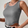 thumbnail image 6 of Njoeus Womens Crew Neck Crop Tank Top Summer Basic Ribbed Knit Crop Tops Sleeveless Shirts Casual Blouses, 6 of 9