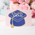 thumbnail image 2 of OULII 10Pcs Congrats Grad Card Blue Paper Graduation Cap Shaped Message Card, 2 of 8