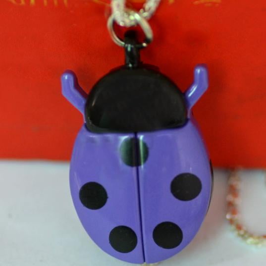 Miangastore Pocket Watch Pendant: Ladybug Keychain Cute Animal Charm Vintage Quartz Design - for Handbags Accessories and Daily Use Purple