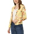 thumbnail image 4 of INSPIRE CHIC Women's Fitted Blazer Notch Lapel Printed Open Front Work Suit Jacket XS Yellow-Floral, 4 of 7