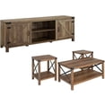 thumbnail image 1 of 4 Piece Barn Door TV Stand Coffee Table and 2 End Table Set in Rustic Oak, 1 of 8