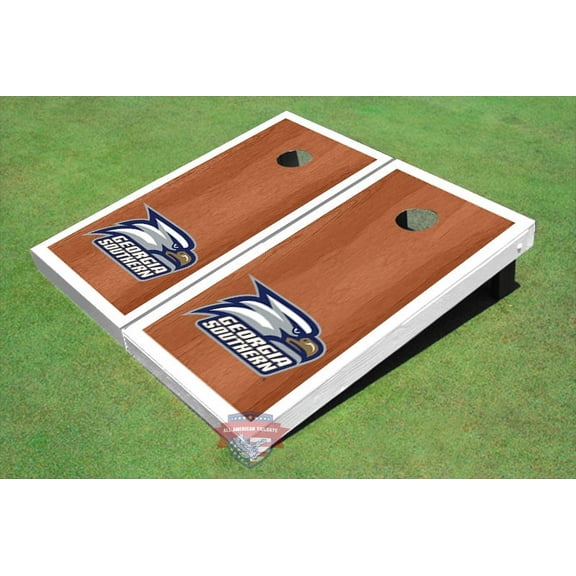 Georgia Southern University Head Logo White Rosewood Matching Borders Cornhole Boards