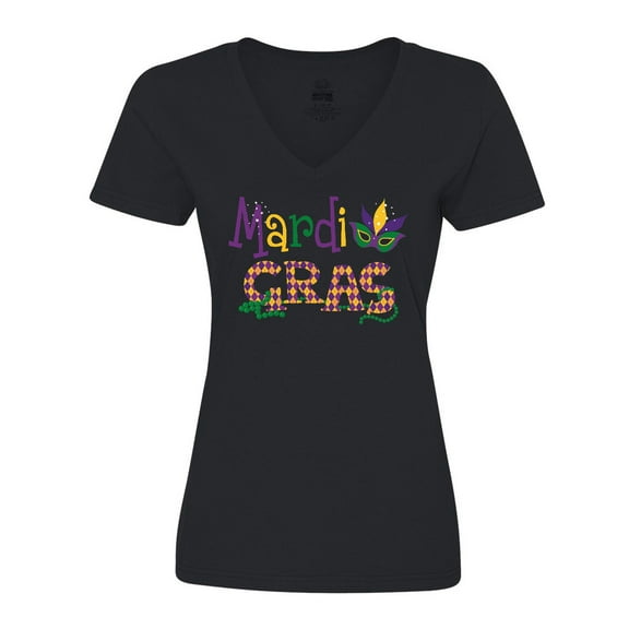 Inktastic Argyle Mardi Gras Women's V-Neck T-Shirt
