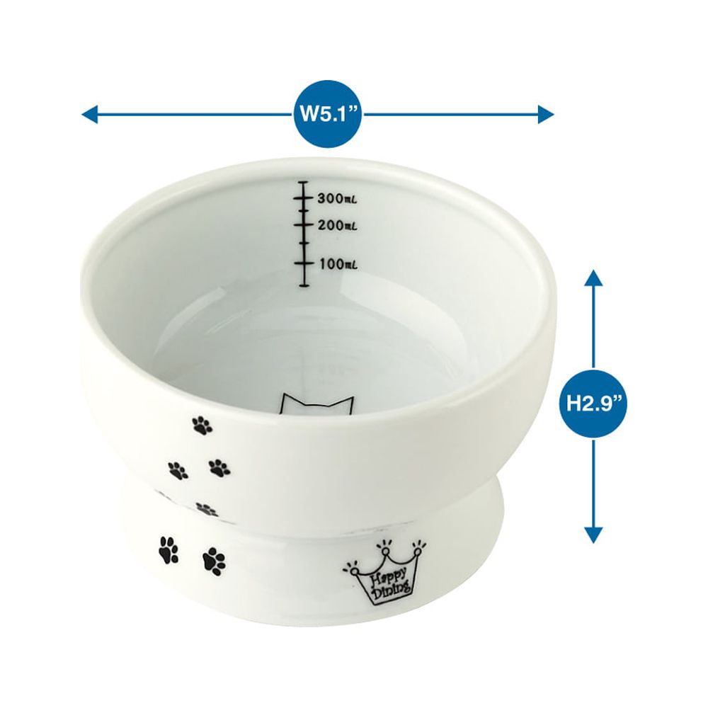 (2 pack) Necoichi Raised Cat Water Bowl, White