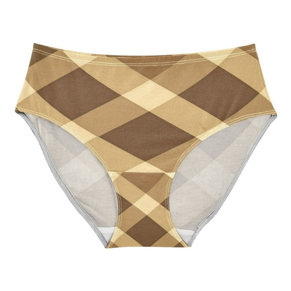 Women's Underwear Brown and Tan Check Hipster Panties Underwear for women, X-Small