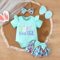 thumbnail image 2 of Coerni New Born Baby Girl Easter Outfit Bunny Clothes Romper+Bloomers Tutu Skirt+Headband Set First Princess Outfit Vintage Clothing, 2 of 9