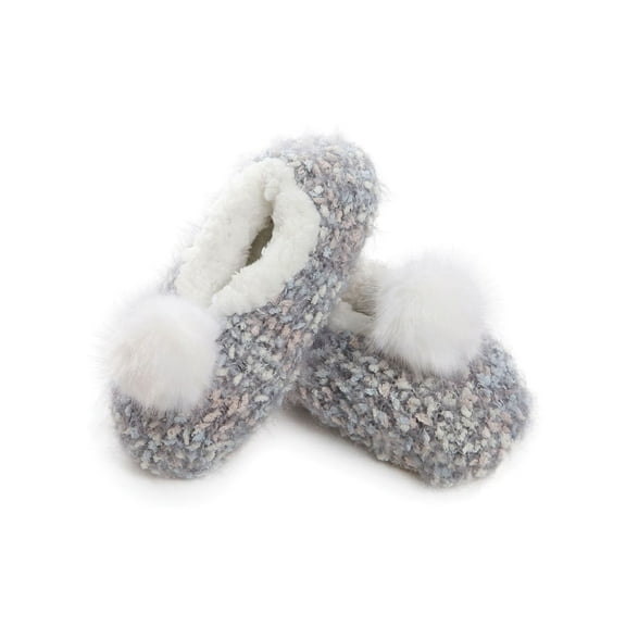 MeMoi Women's Plush Pom-Pom Knit Slippers - Womens - Female
