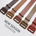 thumbnail image 5 of Women Wide Leather Belt Classic Solid Color Large Square Buckle Retro Cinch Belt High Waist Belt For Dress Overcoat, 5 of 6
