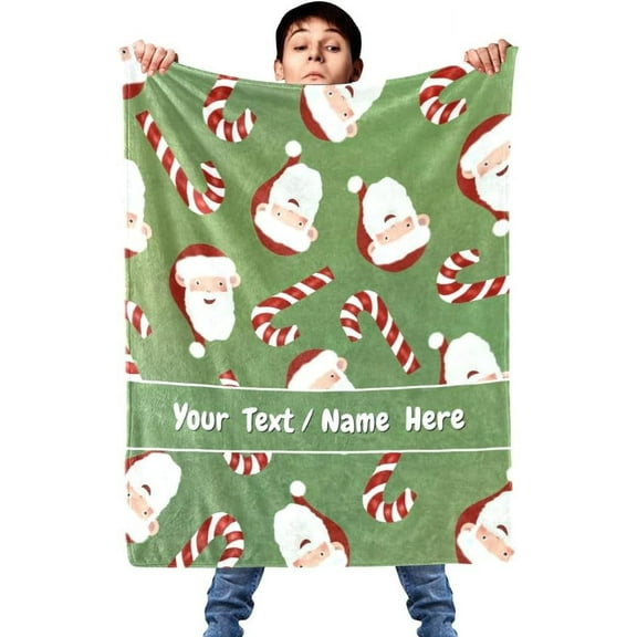 Christmas Santa Claus Blanket, Customized Blanket with Name, Personalized Blanket Throw Blankets for Adult Kid Christmas, 30" x 40"