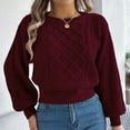 thumbnail image 2 of Fgnfyis Women Knit Sweater Long Sleeve Pullover Tunic Soft Warm Comfortable Loose Fit Fashion Top for Fall andWinter Red L, 2 of 7