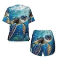 thumbnail image 2 of Sigee Watercolor Turtle4 for Sleepwear Casual Pjs with Pockets Women's Pajamas Sets Shorts 2 Piece Short Sleeve Lounge Sets X-Large, 2 of 9