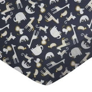 SheetWorld Fitted 100% Cotton Percale Play Yard Sheet Fits BabyBjorn Travel Crib Light 24 x 42, Modern Safari Animals Dark Gray