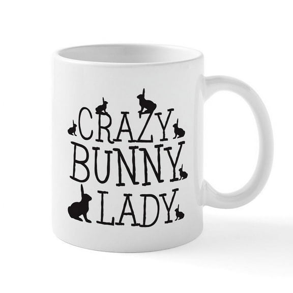 CafePress - Crazy Bunny Lady Mugs - 11 oz Ceramic Mug - Novelty Coffee Tea Cup