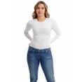 thumbnail image 2 of Womens Ultra Light Cotton Spandex Compression Crew Neck Top Long Sleeves, 2 of 2