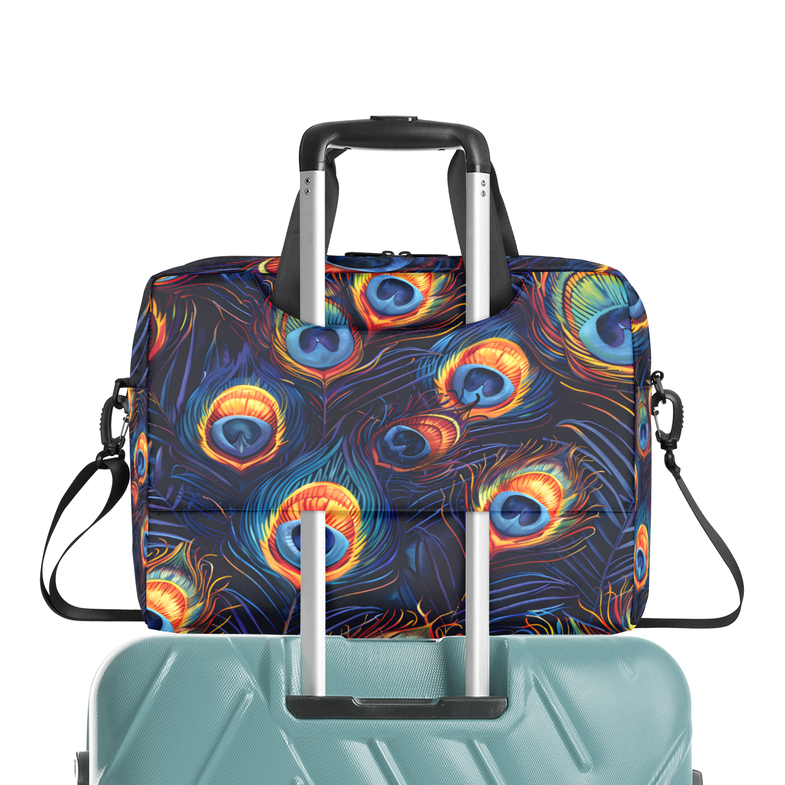 Herdesigns Wild Animal Peacock Feather Laptop Bag for Women Men, Computer Case Briefcase Messenger Bags, 15-15.6 inch Laptop Sleeve Shoulder Bag