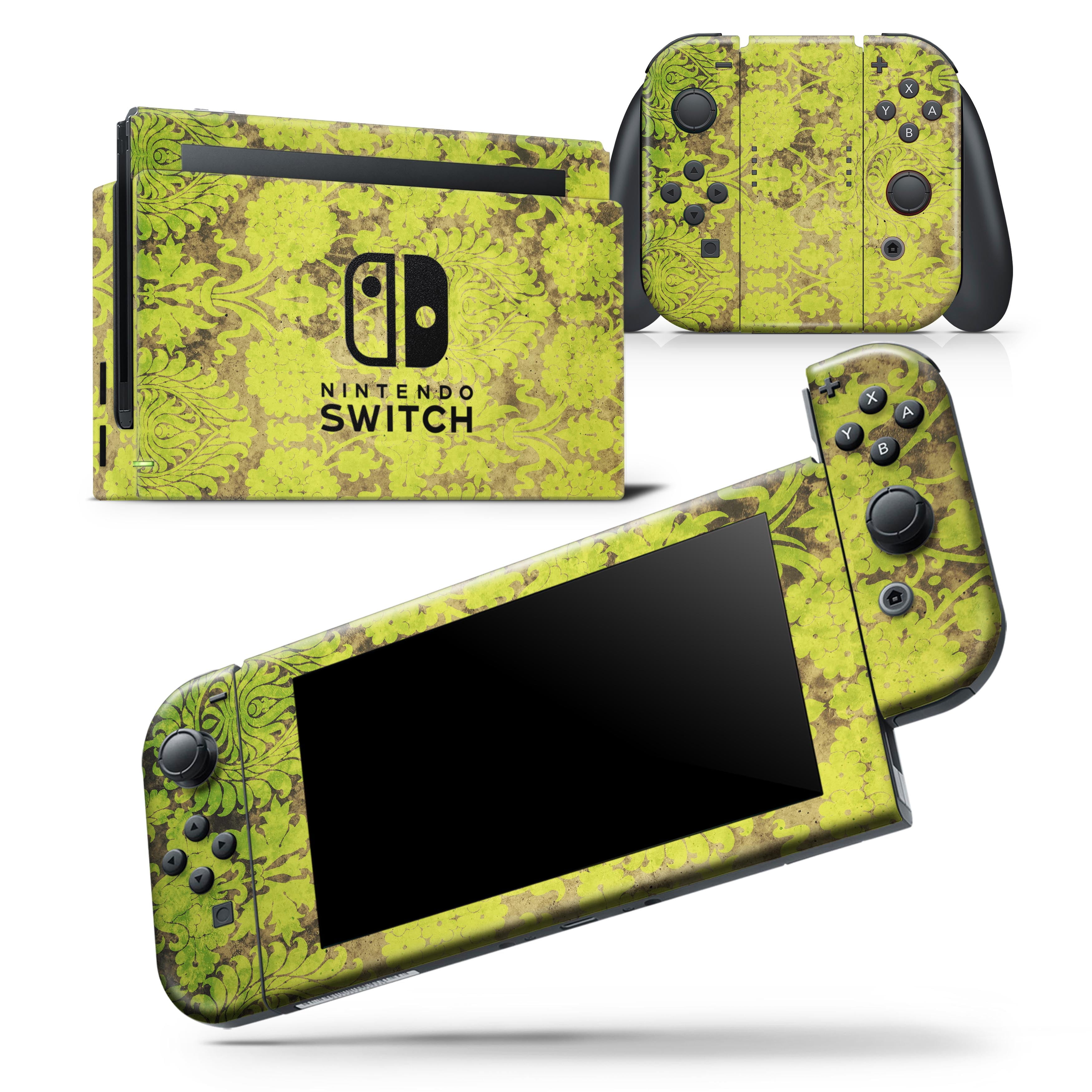 Dark Brown And Lime Green Cauliflower Damask Pattern Skin Wrap Decal Compatible With The Nintendo Switch Pro Controller Walmart Com Walmart Com - dark red roblox decal