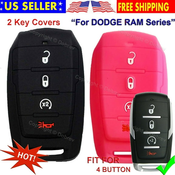 Dobrev 4 Button Silicone Cover Keyless Entry Fob Case Skin Protector Holder for Dodge Ram 1500 2019 2020 2021 Smart Remote Control Key