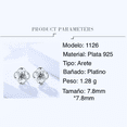 thumbnail image 3 of Arete de Plata Malubero Diseño Flor Piedra Cristal 925 Fina, 3 of 3
