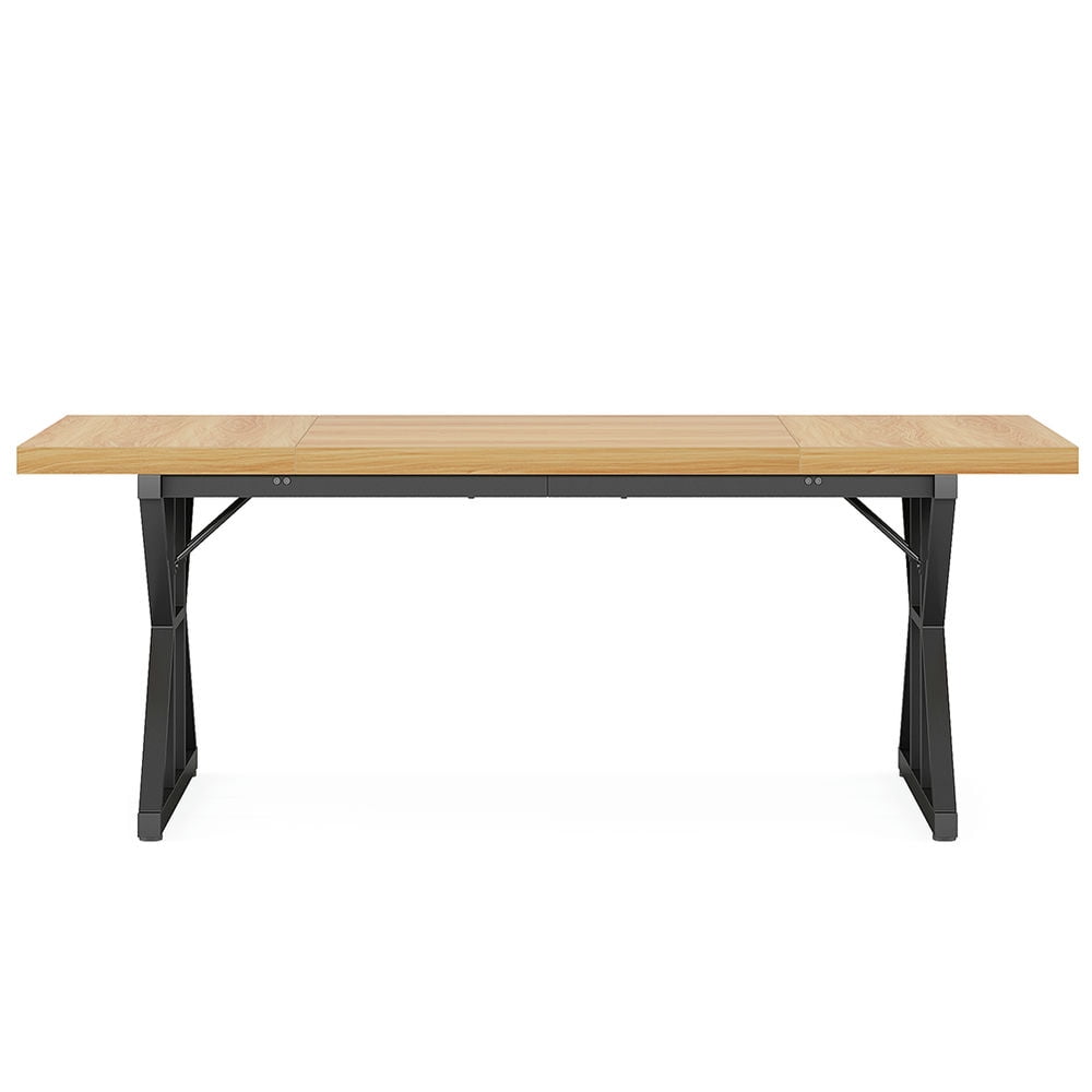 Demi Bonn 70" Large Executive Computer Desk with Metal Frame, Modern Duty Study Writing Gaming Table for Home Office, Rectangle Conference Table, Brown & Black