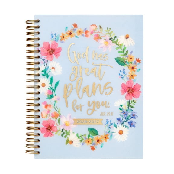Mintgreen Weekly Planner, 6.25" x 8.25", Blue Religious, Poly Spiral Bound