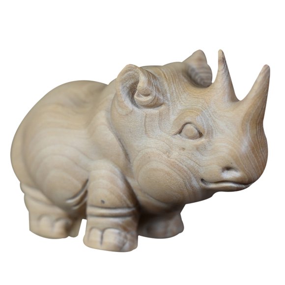 Boxwood Rhino Statue Wood Rhino Figurine Wooden Desktop Decor Rhino Shaped Tea Pet