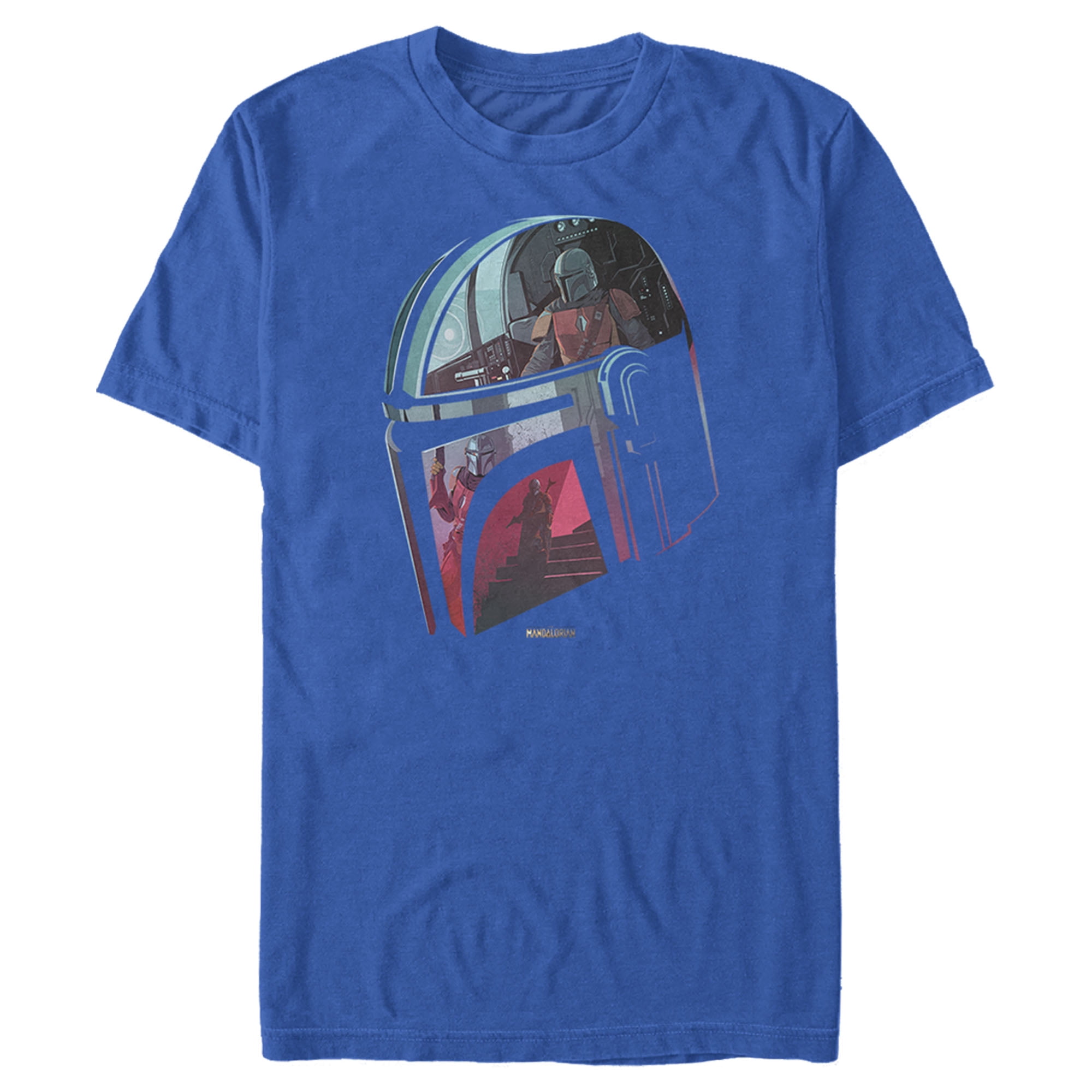 Men's Star Wars The Mandalorian Helmet Reflection  Graphic Tee Royal Blue Small