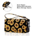 thumbnail image 6 of HAWEE Cellphone Wallet for Women Dual Zipper Long Purse with Removable Wristlet, Sunflower Yellow, 6 of 7
