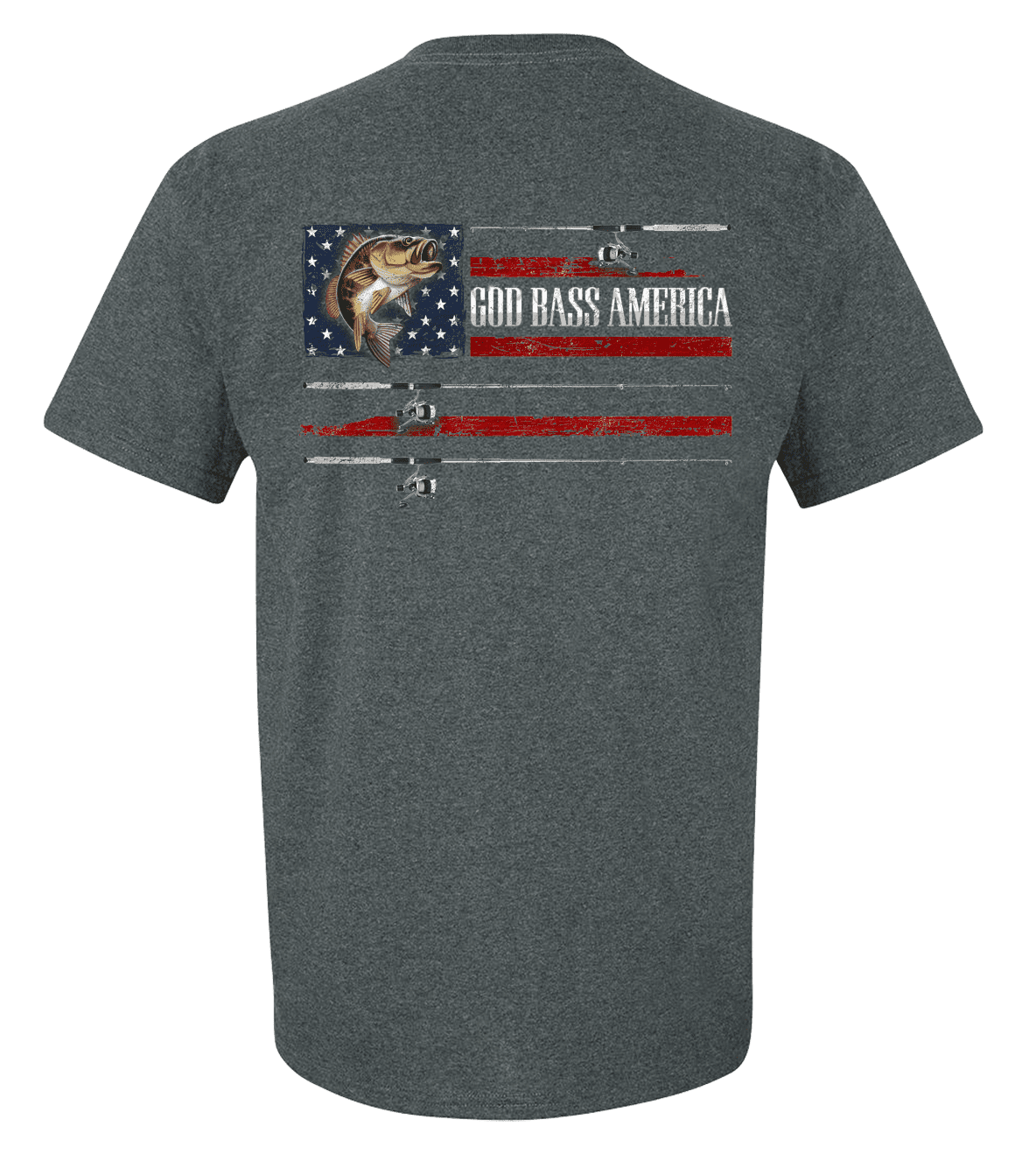 Men's Patriotic God Bass Fishing America USA Flag Short Sleeve T-shirt - Foto 11 di 18