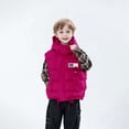 thumbnail image 3 of Puffer Vest for Kids Foldable Hooded Zip Up Logo Print Padded Girls Coat Boys Sleeveless Shirt with Pockets(4 Years 120,Hot Pink), 3 of 5