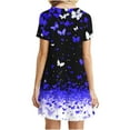 thumbnail image 7 of Juslio Women Dresses Round Neck Butterfly Print, Midi Dress Casual Loose Short Sleeve T-Shirt Dresses, 7 of 7