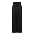 thumbnail image 6 of QUINDOS Wide Leg Pants for Women Plus Size Full Length High Waisted Casual Pants Drawstring Loose Trousers with Pockets, 6 of 7