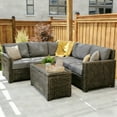 thumbnail image 7 of Krikacy Outdoor Wicker Armless Sofa Chair, All-Weather HDPE Wide-Seated w/Thick Cushions, Grey, 7 of 7
