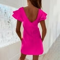 thumbnail image 4 of Summer Dresses for Women Solid Color Crewneck Backless Mini Dress Ladies Casual Beach Sun Dresses, 4 of 8