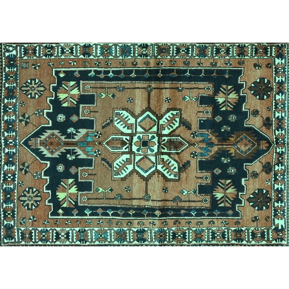 Ahgly Company Machine Washable Indoor Rectangle Persian Turquoise Blue Traditional Area Rugs, 5' x 7'