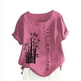 thumbnail image 1 of DPTALR Femmes Col Rond Manches Courtes Tops Lin Femmes Tops Tendance pour les Femmes 2024, 1 of 3