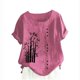 thumbnail image 1 of Camiseta Casual de Manga Corta con Botón de Cuello Redondo de las Mujeres, Tops Cortos para las Mujeres, 1 of 3