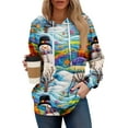 thumbnail image 2 of Hoodies For Women Oversized Winter Cute Sweatshirts Pullover Trendy Fall Clothes, Christmas Print Lightweight Design without Pockets for Comfortable Fall Winter Wear,Blue,2XL, 2 of 6