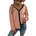 thumbnail image 3 of Ketyyh-chn99 Cardigans Long Sleeve Button Down Knit Sweater Coat Outwear with Pockets Rose Gold,XL, 3 of 5