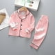 thumbnail image 2 of Odeerbi 1-5 Años Niños Niñas Pijama de Satén Con Solapa Entallada Camisa de Manga Larga Conjunto Suave Conejo Impreso Ropa de Dormir Seda Conjuntos de Pijamas de Dos Piezas, 2 of 3