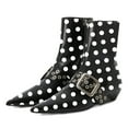 thumbnail image 2 of YDN Women Fashion Pointed Toe Strap Buckle Flats Boots Side Zippers Chelsea Ankle Booties Club Party Daily Shoes Size 11 Black Polka Dot, 2 of 4