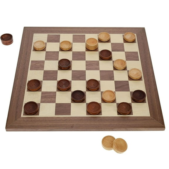 WE Games Old School Brown and Natural Wooden Checkers Set -11.75 in.