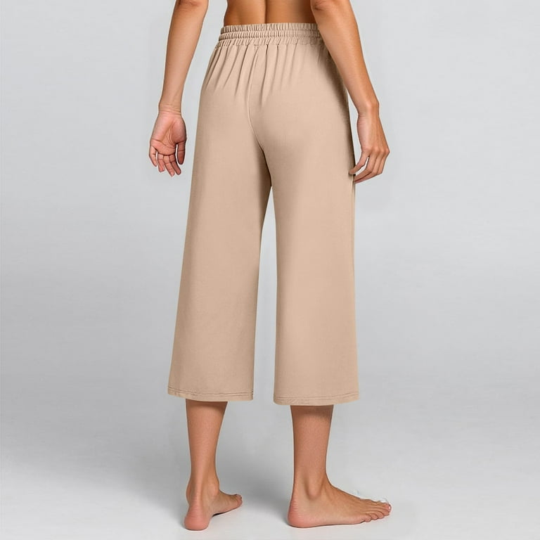 Tianiyouqing Women's Dance Cropped Capri Pants Pull on Drawstring