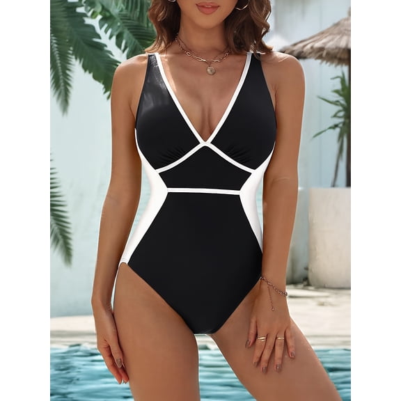 Top-kevin Women Tummy Control Swimsuits One Piece Modest Bathing Suit Lace Up Slimming Swim Suits