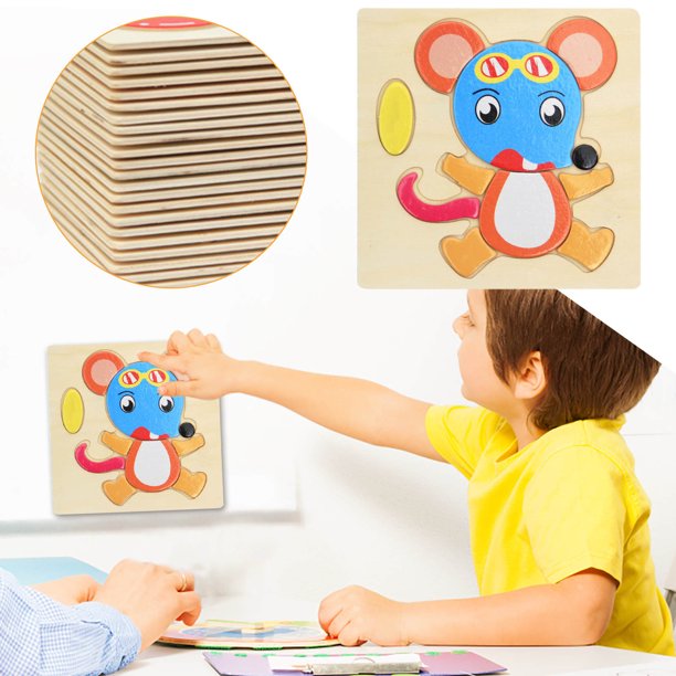 DssFDGR Wooden Animal Puzzles for 1 2 3 Years Old Boys and Girls ...