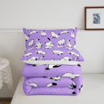 thumbnail image 5 of Manfei Cute Cat Queen Comforter Set, Cartoon Animal Theme Comforter Sets Queen, Purple White, Reversible, 3-Piece, 1 Comforter and 2 Pillowcases, 5 of 7