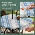 thumbnail image 5 of Round Outdoor Tablecloth with Umbrella Hole and Zipper, Blue Gray Stripes Tablecloth with Elastic Waterproof, Contemporary Minimalist Abstract Lines Patio Table Covers for 31" - 35" Pool Tables, 5 of 9
