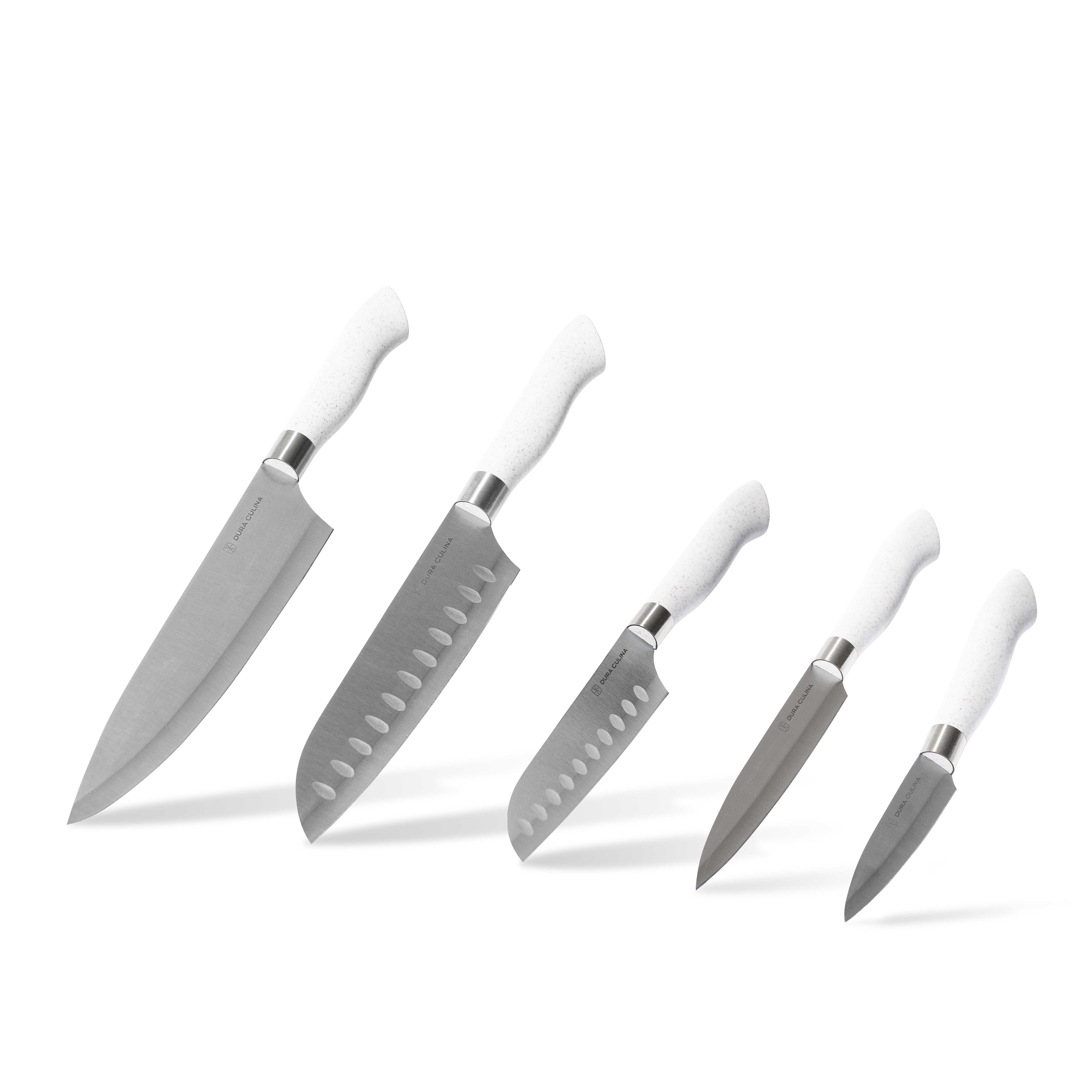Dura Living EcoCut 10-Piece Kitchen Knife Set - High Carbon Stainless Steel Blades, Sustainable Ergonomic Handles, Eco-Friendly with Sheaths