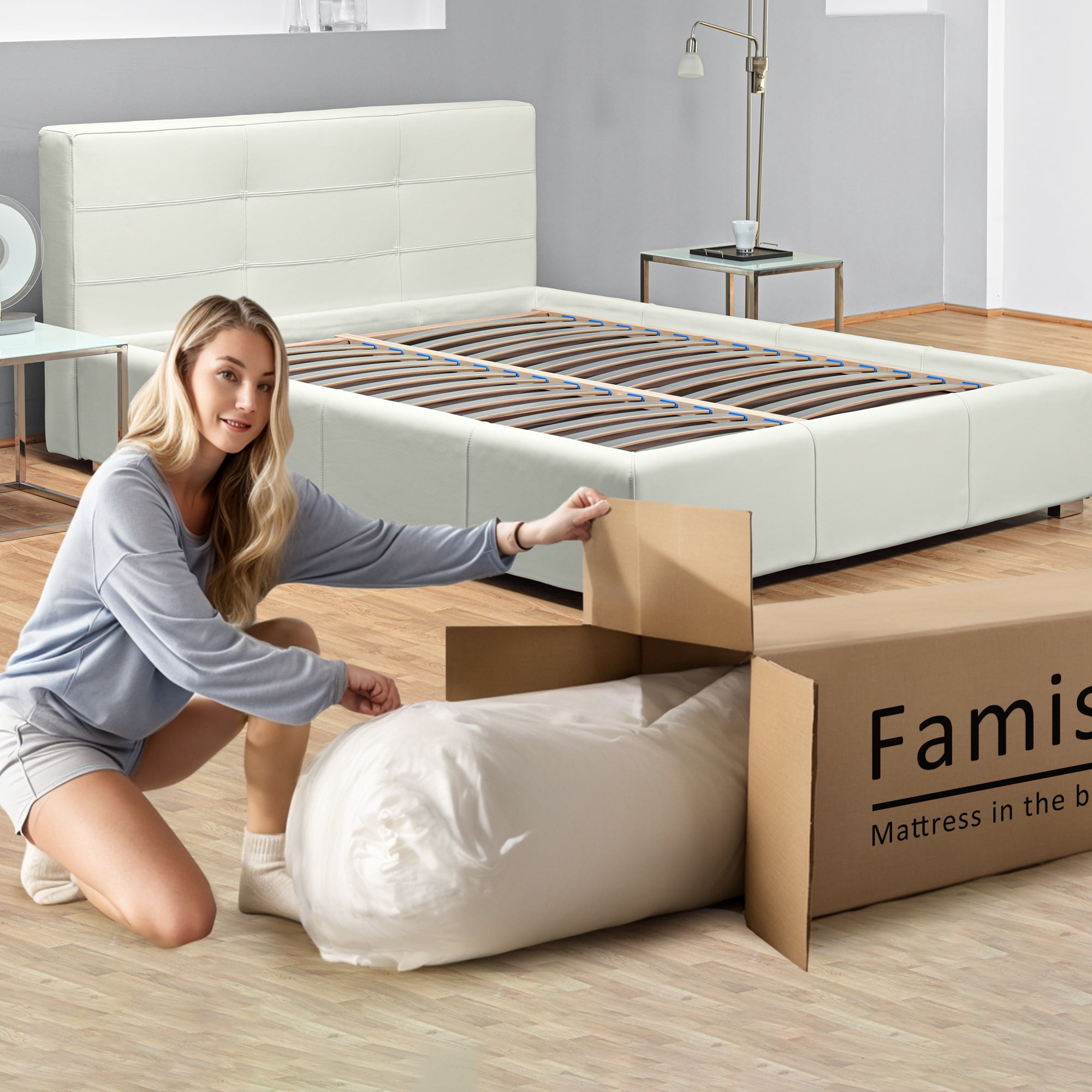 Qvamodo 14 in King Size Mattress in a Box, Gel Memory Foam Mattress for Cool Sleep & Pressure Relief, Medium Firm, Motion Isolating, CertiPUR-US Certified, Breathable
